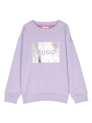 HUGO KIDS logo-print long-sleeve sweatshirt - Purple