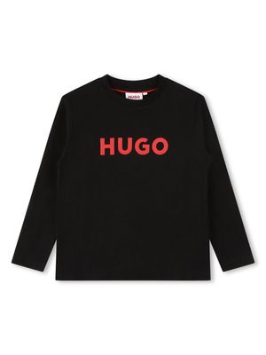 HUGO KIDS logo-print organic-cotton T-shirt - Black