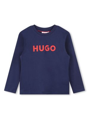 HUGO KIDS logo-print organic-cotton T-shirt - Blue