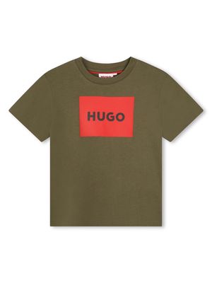 HUGO KIDS logo-print organic cotton T-shirt - Green