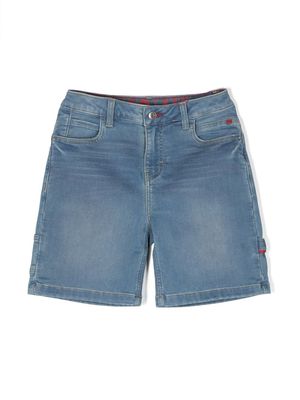 HUGO KIDS strap-detail denim Bermuda shorts - Blue
