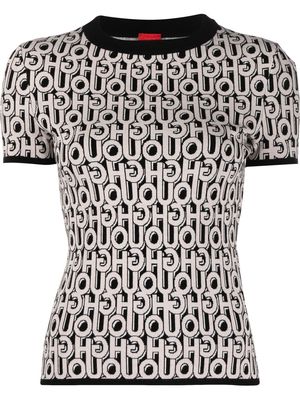 HUGO knitted logo-pattern T-shirt - Black