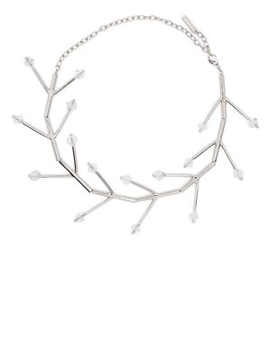 Hugo Kreit Wishbone crystal-embellished necklace - Silver