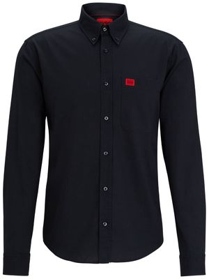 HUGO logo-appliqué cotton shirt - Black