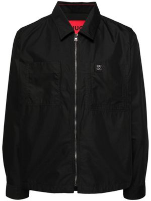 HUGO logo-appliqué shirt jacket - Black
