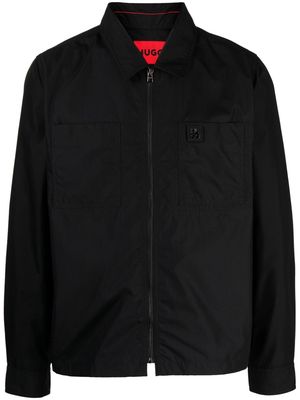 HUGO logo-appliqué zip-up jacket - Black