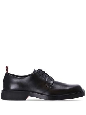 HUGO logo-debossed leather monk shoes - Black