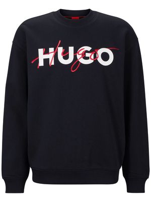 HUGO logo-embellished cotton-blend sweatshirt - Black