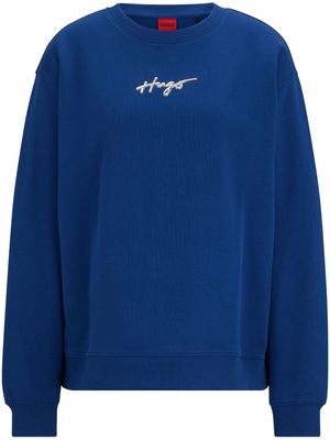 HUGO logo-embellished cotton-blend sweatshirt - Blue