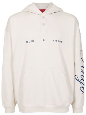 HUGO logo-embroidered cotton hoodie - White