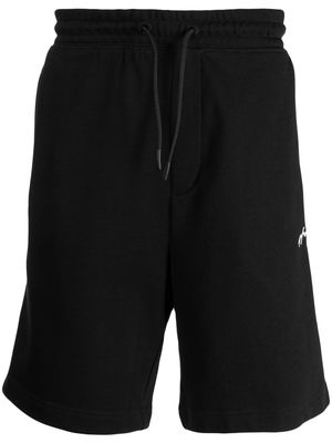 HUGO logo-embroidered cotton track shorts - Black