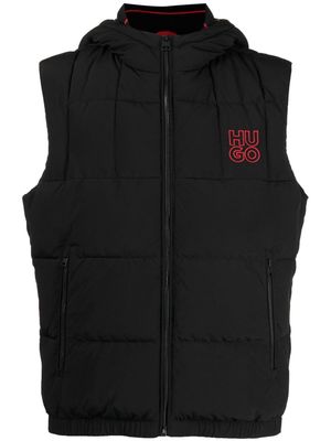 HUGO logo-embroidered quilted vest - Black