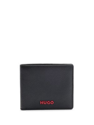 HUGO logo-lettering bi-fold leather wallet - Black