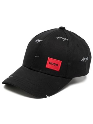 HUGO logo-patch cotton baseball cap - Black