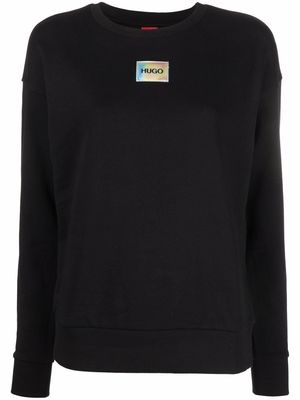 HUGO logo-patch cotton sweatshirt - Black
