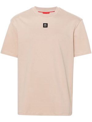 HUGO logo-patch cotton T-shirt - Neutrals