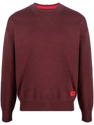 HUGO logo-patch crew neck sweatshirt - Red