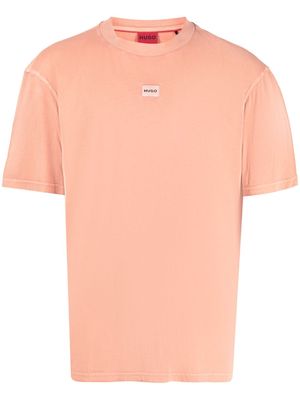 HUGO logo-patch crew-neck T-shirt - Orange