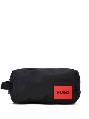 HUGO logo-patch makeup bag - Black