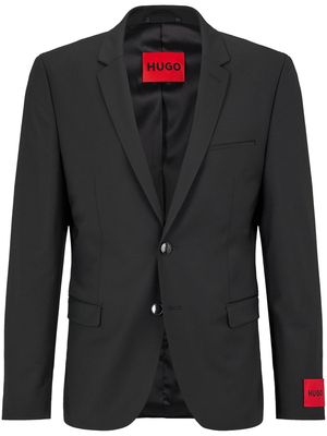 HUGO logo-patch notched-lapels blazer - Black