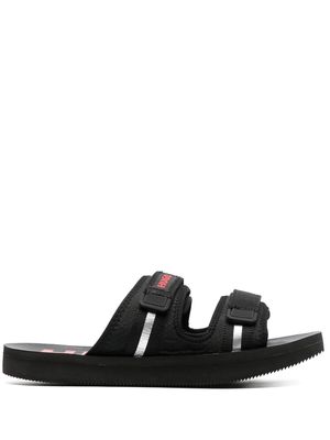 HUGO logo-patch open-toe sandals - Black