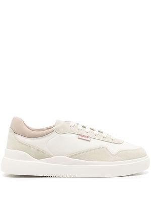 HUGO logo-patch panelled suede trainers - Neutrals