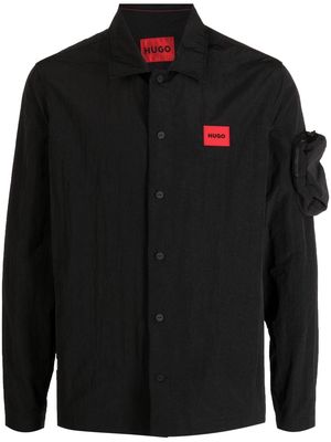 HUGO logo-patch shirt jacket - Black