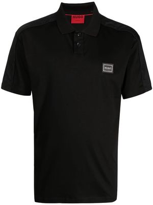 HUGO logo-patch short-sleeved polo shirt - Black