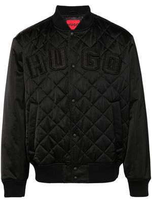 HUGO logo-patches quilted bomber jacket - Black