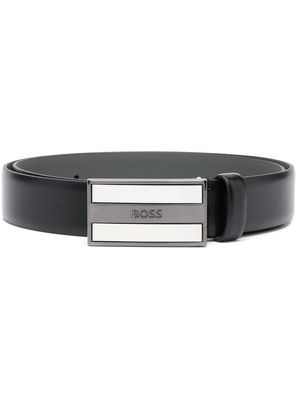 HUGO logo-plaque leather belt - Black