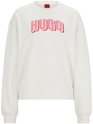 HUGO logo-print cotton-blend sweatshirt - White