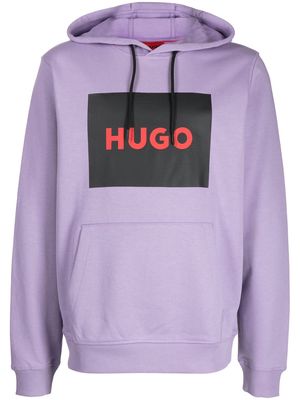 HUGO logo-print cotton hoodie - Purple
