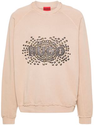 HUGO logo-print cotton sweatshirt - Neutrals