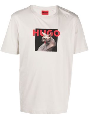 HUGO logo-print cotton T-Shirt - Neutrals