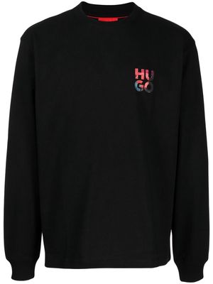 HUGO logo-print crew-neck sweatshirt - Black