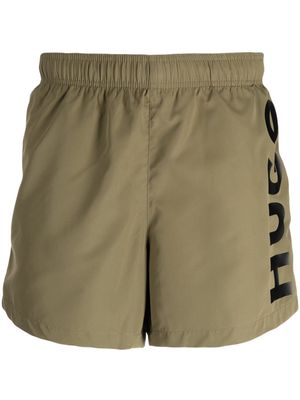 HUGO logo-print elasticated-waistband shorts - Green