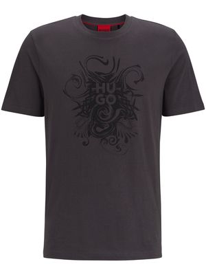 HUGO logo-print embellished cotton T-shirt - Grey