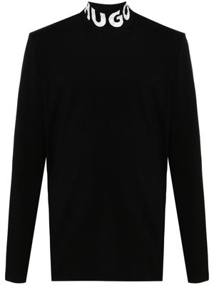 HUGO logo-print roll-neck sweatshirt - Black