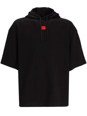 HUGO logo-print short-sleeved hoodie - Black