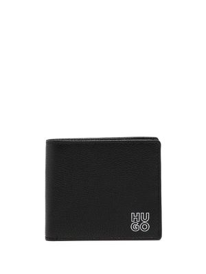HUGO logo-stamp bi-fold wallet - Black