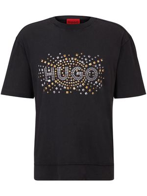 HUGO logo-studded cotton T-shirt - Black