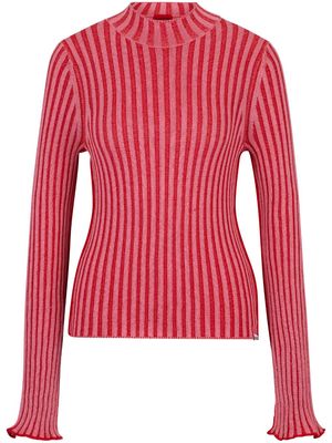 HUGO mock-neck striped cotton jumper - Pink