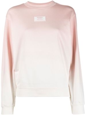 HUGO ombré print logo-patch sweatshirt - Pink