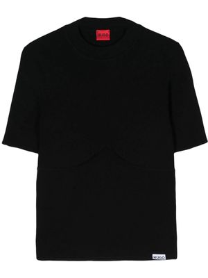 HUGO panelled knitted T-shirt - Black