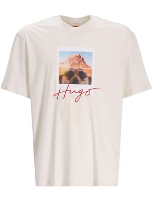 HUGO photograph-print cotton T-shirt - Neutrals