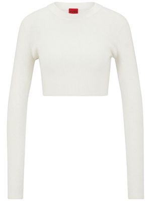 HUGO ribbed-knit cropped top - White