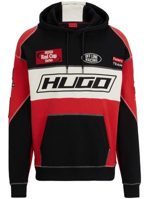HUGO Running-Inspired cotton hoodie - Multicolour