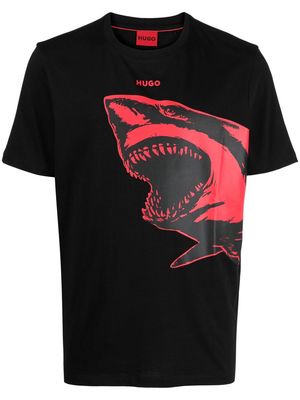 HUGO shark-print cotton T-shirt - Black