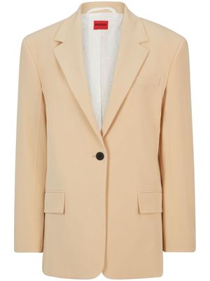 HUGO single-breasted logo-patch blazer - Neutrals