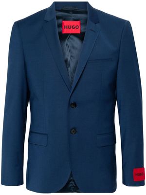 HUGO single-breasted wool-blend blazer - Blue